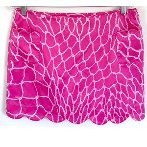 Lilly Pulitzer Colette Scallop Hem Lined Pink Skort Nautical Rope Motif Size 10
